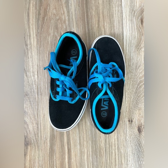 VANS OLD SKOOL LOW SUEDE TRAINERS Kids US13.5 EUC BLACK/BLUE/WHITE - Picture 7 of 7